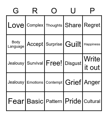 Emotions Bingo Card