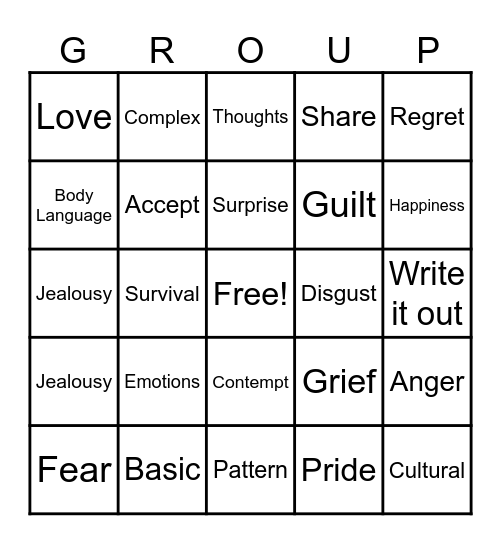 Emotions Bingo Card
