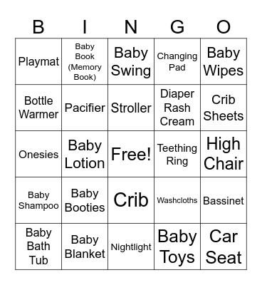 Baby Bingo Card