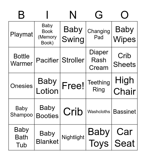 Baby Bingo Card