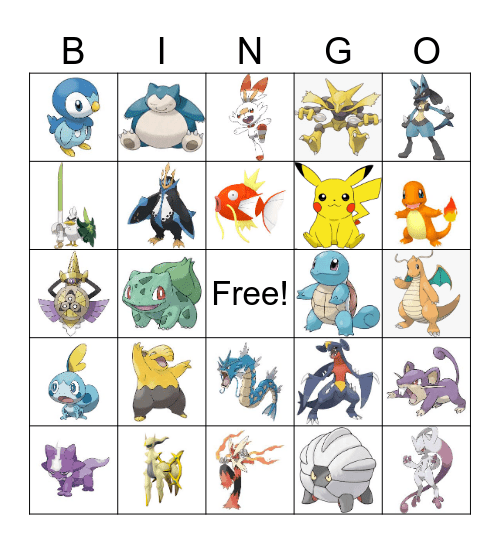 Pokémon Bingo Card