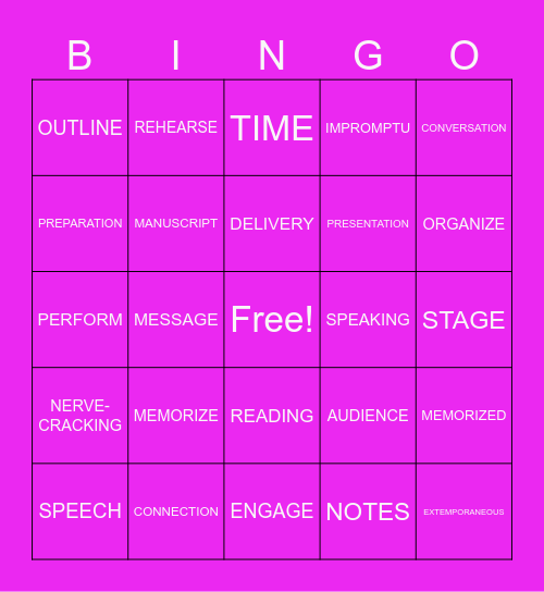 MY OWN BINGO GAME Bingo Card