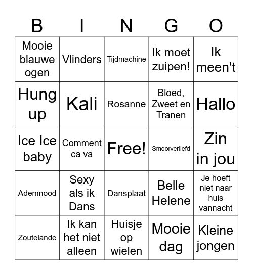 Zingo dutchies Bingo Card