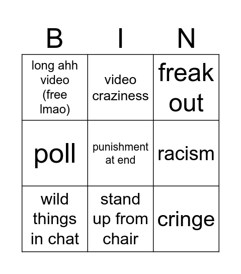 nothing Bingo Card