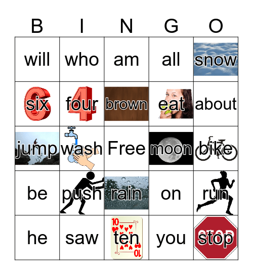 Wednesday - Site Word Bingo Card