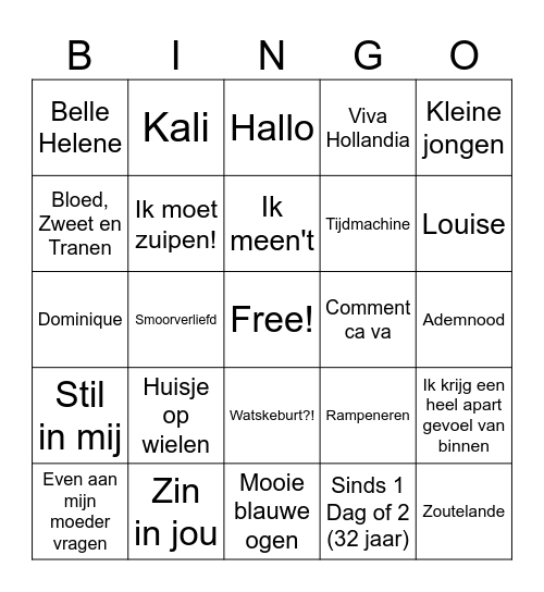 Zingo dutchies Bingo Card