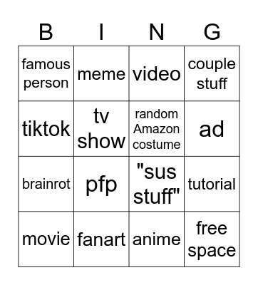 Pinterest bingo Card