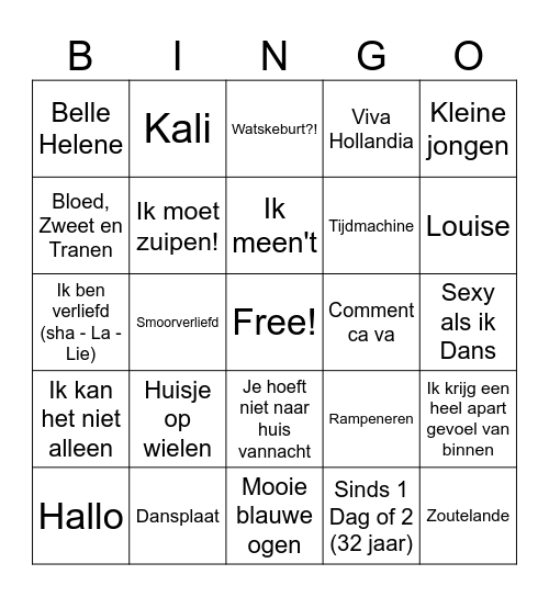 Zingo dutchies Bingo Card