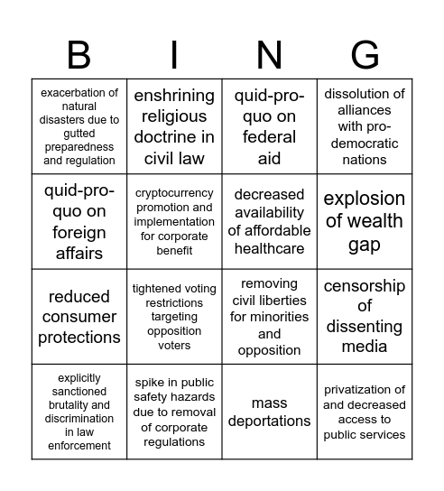 This is what we voted for Bingo Card