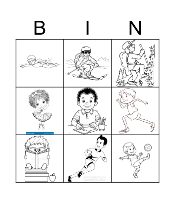 ACTIVITIES Bingo Card