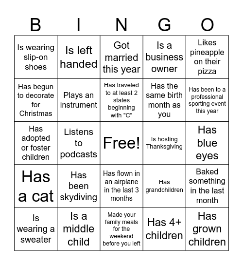 Fall Retreat Bingo Card