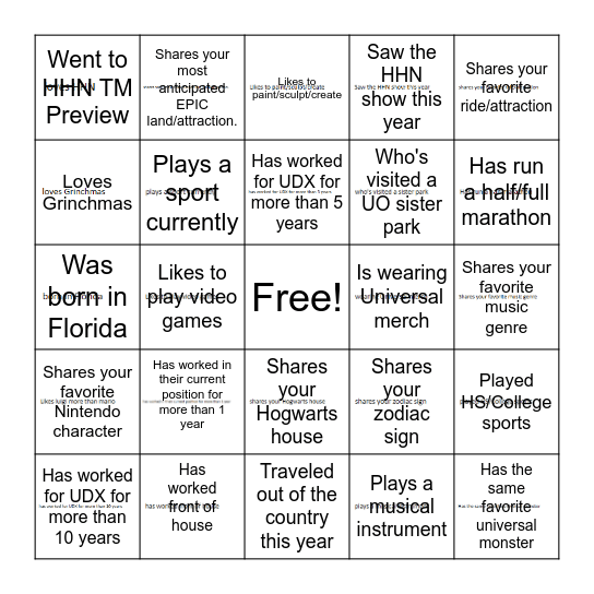 Find someone who... Bingo Card