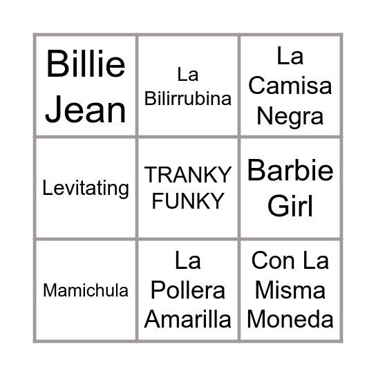 CANCIONES Bingo Card