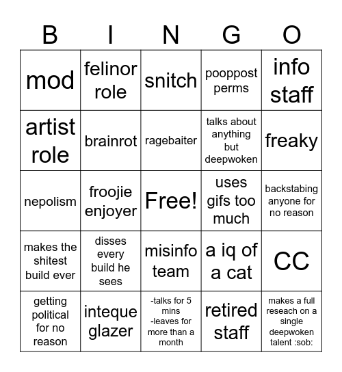 DWI BINGO Card
