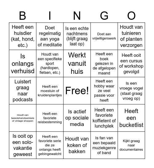 Feestdagen BINGO Card