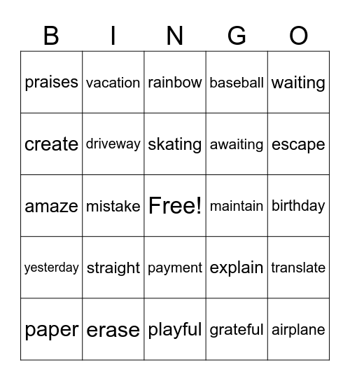 /ae/ BINGO Card