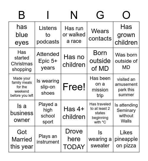 Untitled Bingo Card