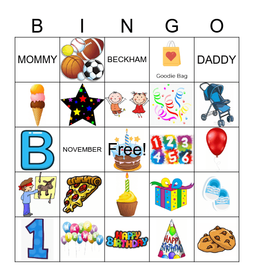 Beckham's First Bingo Card