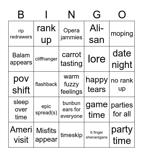 Wholesome Bingo Card