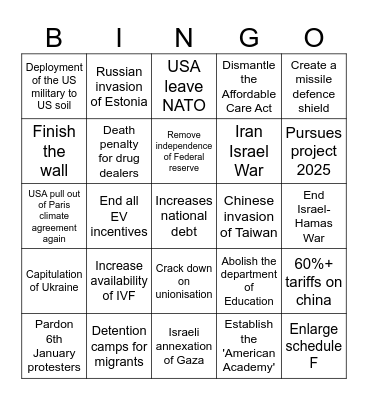Trump Round 2: Electric Boogaloo! Bingo Card