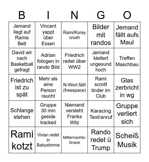 Chaos Bingo Card