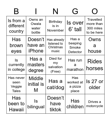 Find Someone Who… Bingo Card