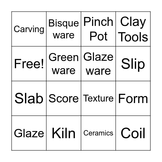 Clay Bingo Card