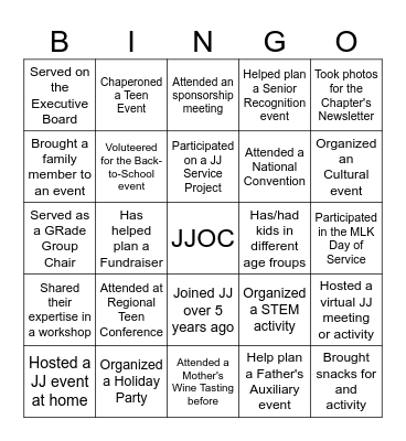 JJOC Bingo Card