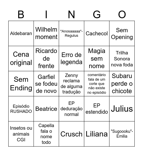 BINGO EPISÓDIO 6 Bingo Card