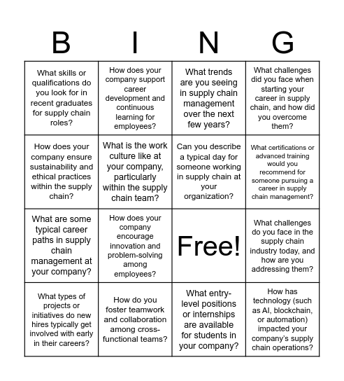 SCMA EXPO BINGO Card