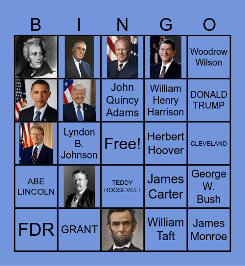 Presidents Bingo Card