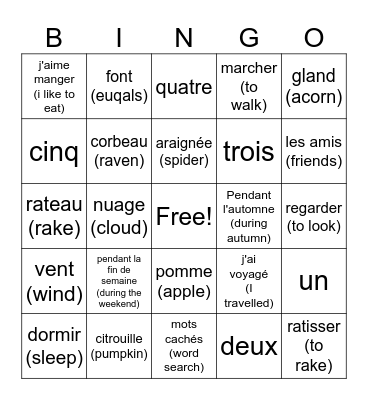 Octobre Bingo Card