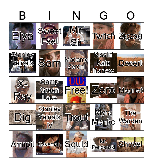 "Holes" Bingo Card