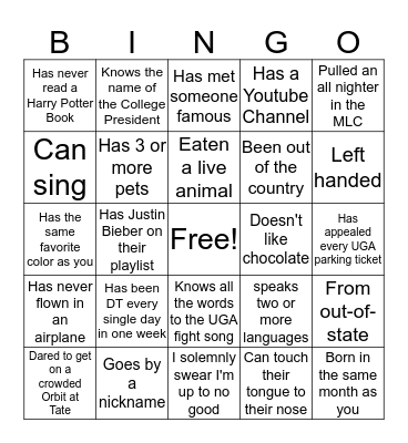 Get to Know You Bingo!  Bingo Card