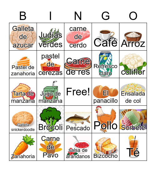 Kidney-Friendly Thanksgiving Foods Bingo Card