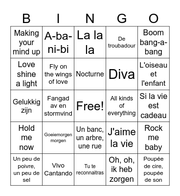 MUSIC IS MY FIRST LOVE Bingo Card