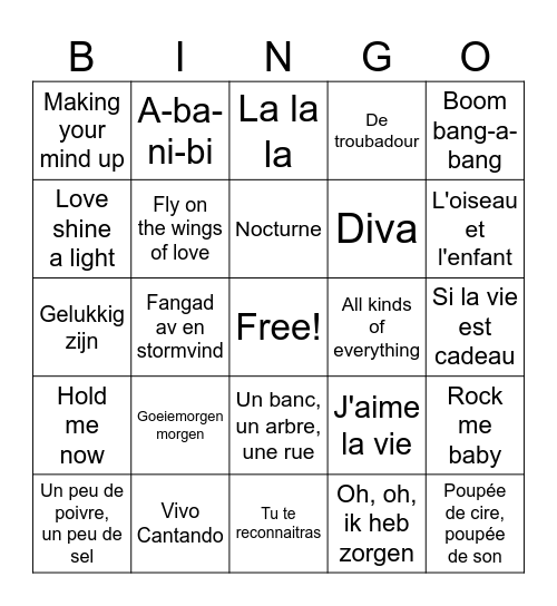 MUSIC IS MY FIRST LOVE Bingo Card