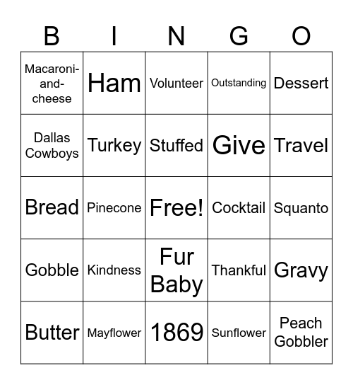 Pie Bingo Card