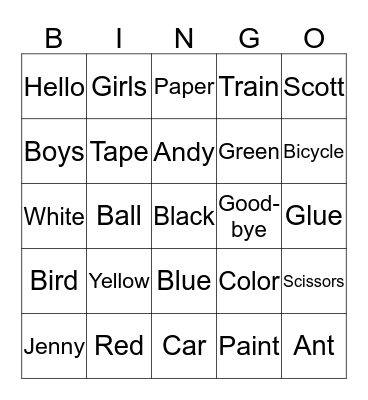 Let's Go Bingo Card