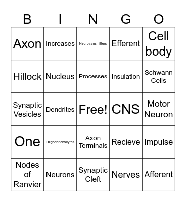 Neuron Bingo Card
