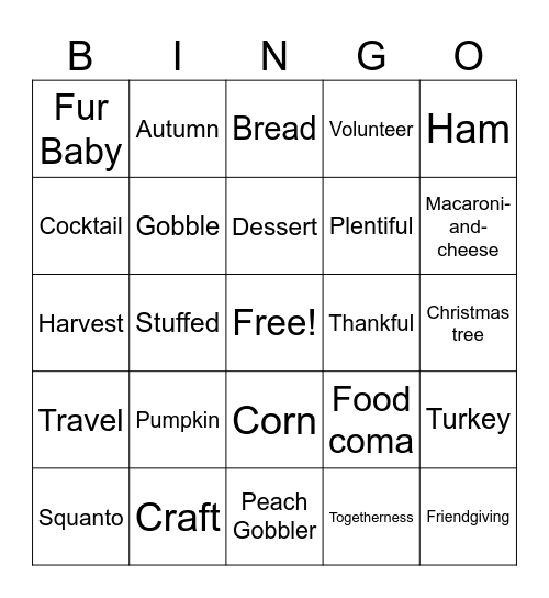 Pie Bingo Card