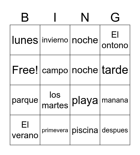 I need a win Bingo Card
