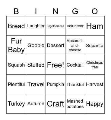 Pie Bingo Card