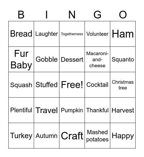 Pie Bingo Card