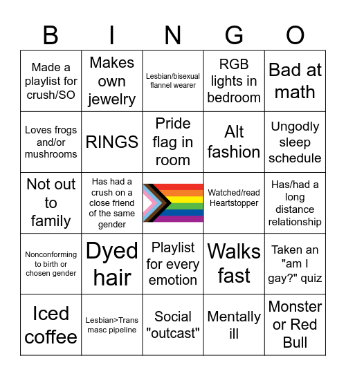 LGBTQ+ Bingo Card