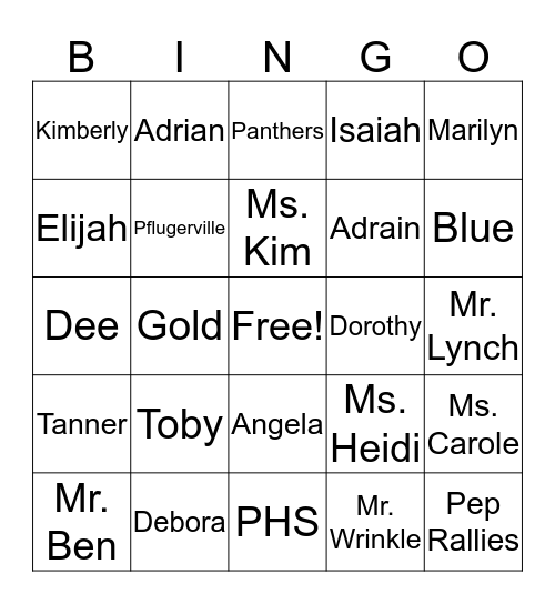 Class Bingo Card