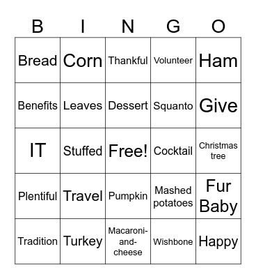 Pie Bingo Card