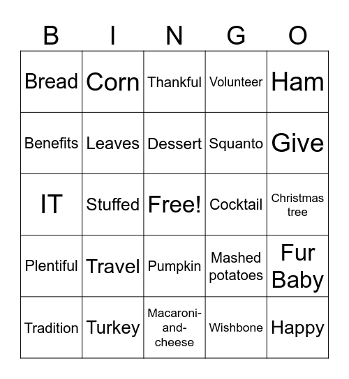 Pie Bingo Card