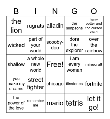 it`s song time Bingo Card