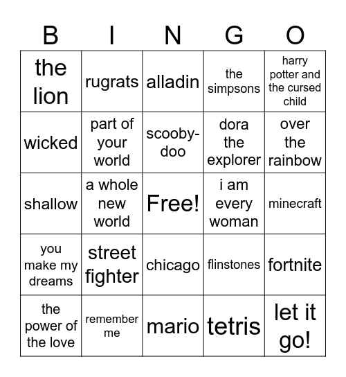 it`s song time Bingo Card